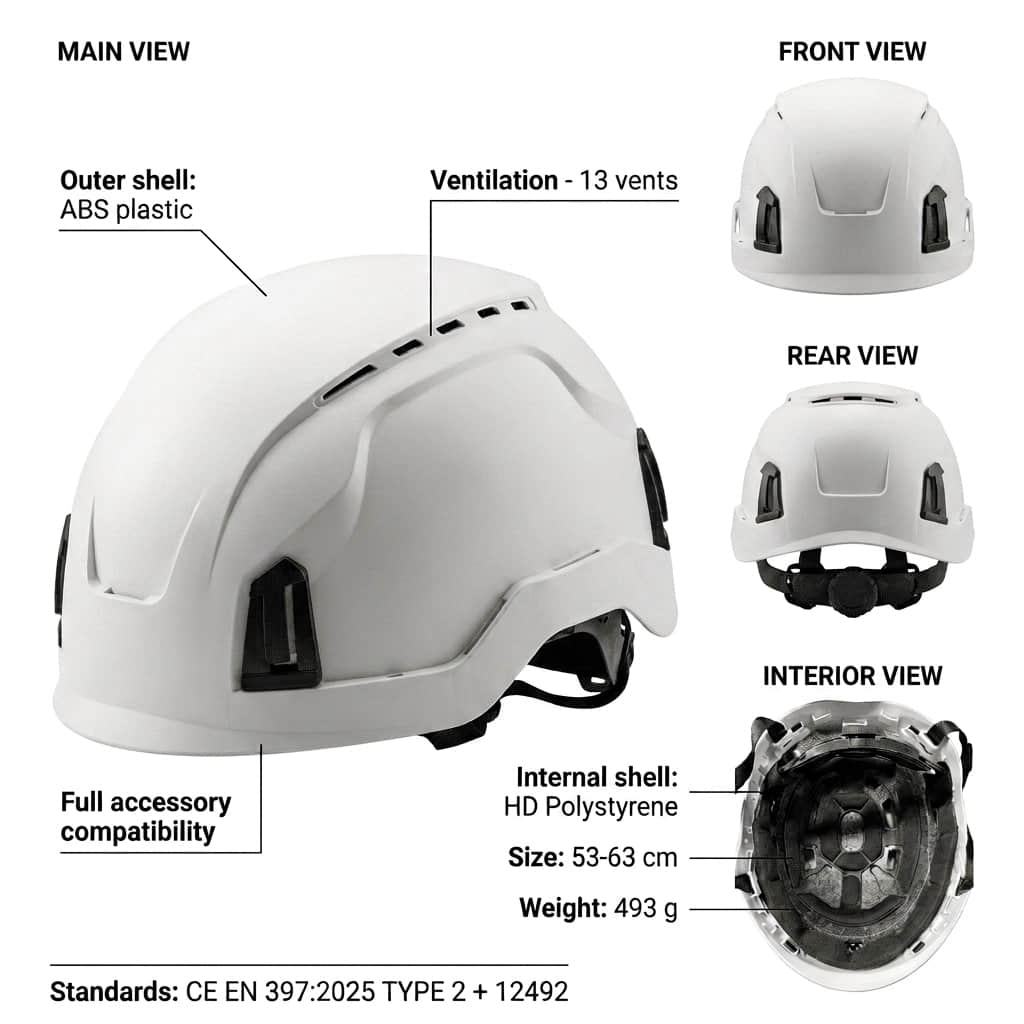 BT26 Dual Certified EN 397 Type 2 & EN 12492 Industrial Safety Helmet BT26 Dual Certified EN 397 Type 2 & EN 12492 Industrial Safety Helmet